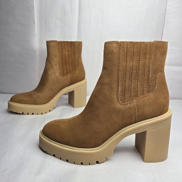 NWT Dolce Vita Women's Caster H2O Camel Suede Booties - Picture 1 of 6